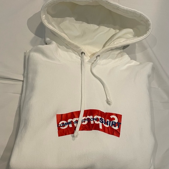 Supreme Comme Des Garçons SHIRT Box Logo Hooded Sweatshirt White - Picture 4 of 7
